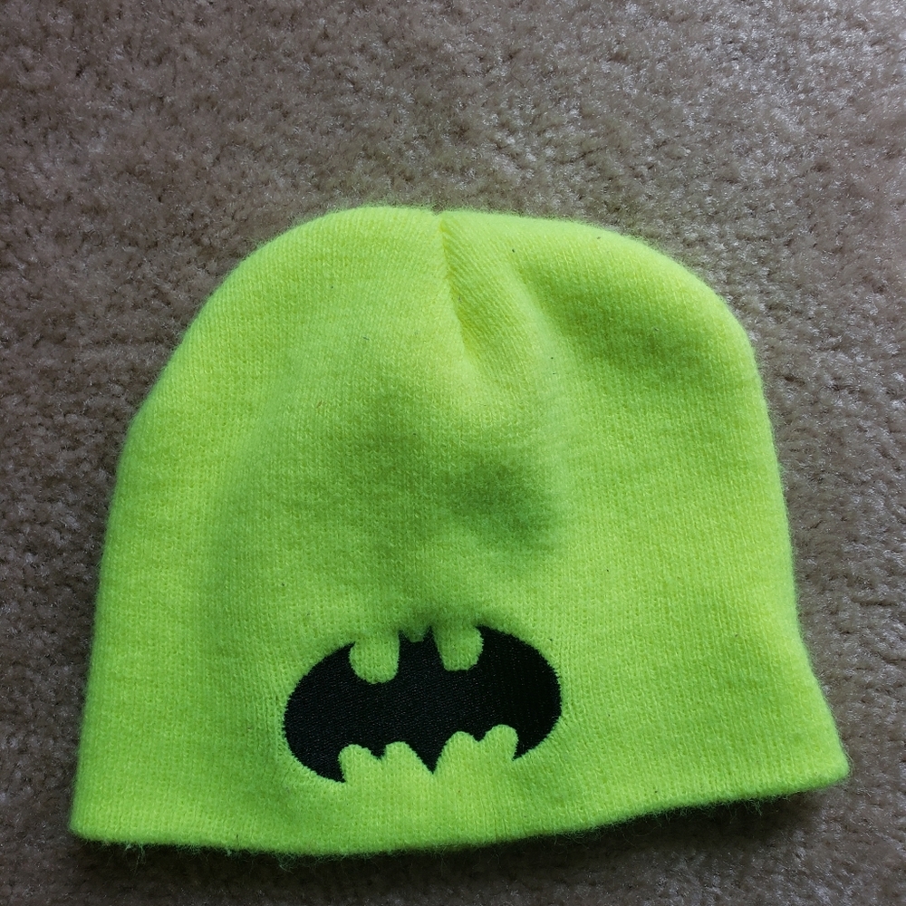 Neon greenish yellow toddler batman beanie
